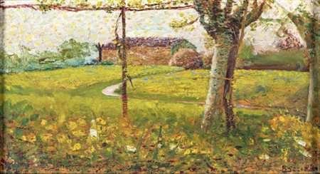 Umberto Boccioni, PAESAGGIO Olio su tela, cm 25,5x46,2. Firmato "Boccioni" in...