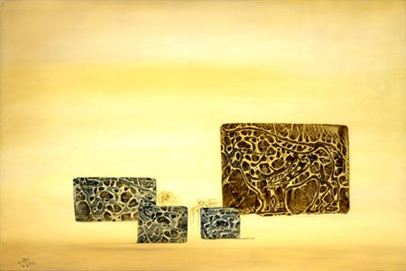 Fabrizio Clerici, LA BAIA DI SMERALDO Olio su tavola, cm 100x150Firmato in...