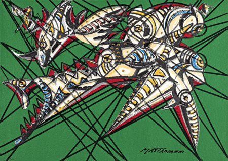 Umberto Mastroianni, COMPOSIZIONE Litografia con ritocco a mano, 49x70 cm,...