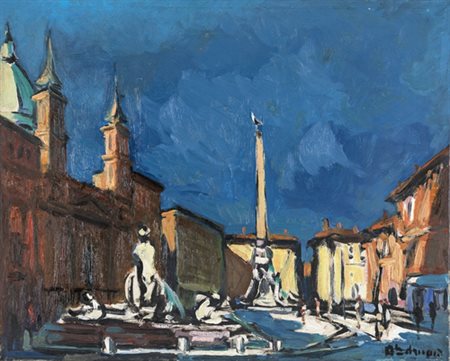 Achille Sdruscia, PIAZZA NAVONA - IMPRESSIONI ImpressioniOlio su tela, cm...