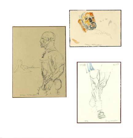 Lorenzo Tornabuoni, TRE STUDI DI FIGURE Matita ed acquarelli su carta....