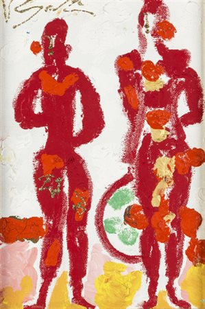 Antonio Vangelli, FIGURE FEMMINILI Tecnica mista su tela, cm 30x20, Firmato...