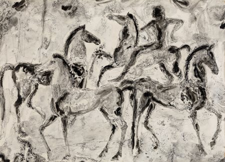Anonimo, CAVALLI Tecnica mista su carta, cm 40x56