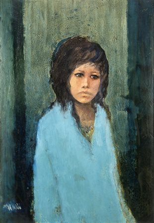 Guido vanni, RAGAZZA SERIA Olio su tela, cm 69x49, Firma in basso a sinistra...