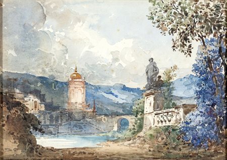 Anonimo, SCORCIO CITTADINO Aquerello su carta, cm 30x42Firma, data e dedica...