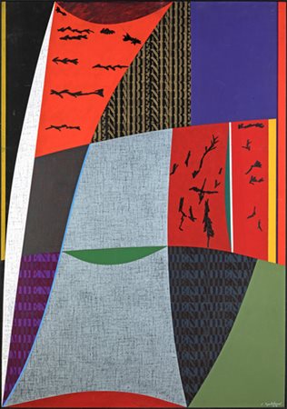 Costantino Baldino, GEODENIM Vinilico su tessuto, cm 70x100Firmato sul retro...