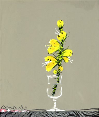 Edolo Masci, FIORI FARFALLA Olio su tela, cm 30x35Etichetta al retro della...