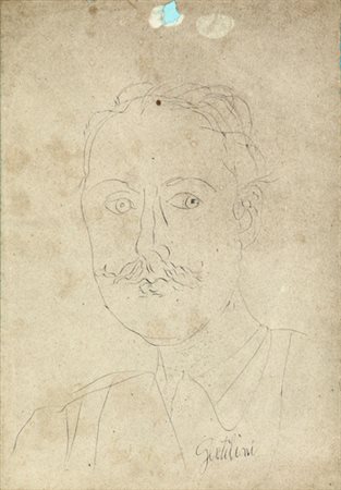 Franco Gentilini, AUTORITRATTO Penna su carta, cm 47x32,5FIrmato in basso a...