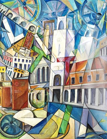 Uberto Bonetti, LITTORIA Tempera grassa su compensato autartico, cm...