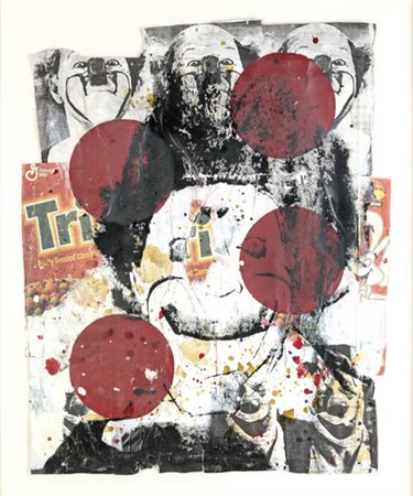 Ford Beckman, SPOOK CLOWN - HOT DOG! Tecnica mista su carta, cm 84x69Opera...