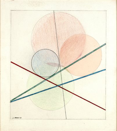 Luigi Veronesi, SENZA TITOLO Tecnica mista su carta, cm 43x39Firma e data in...