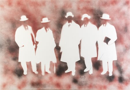 Mario Schifano, FUTURISMO RIVISITATO Tecnica mista su tela, cm 69x99,5,...