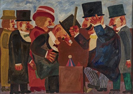 Franz Borghese, IL MAGO Olio tu tela, cm 50x70 Firmato in basso a destra e...