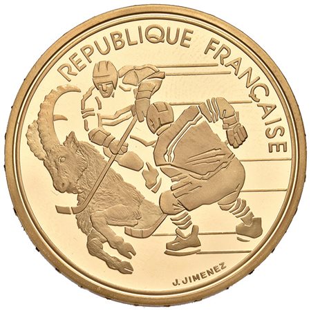 FRANCIA. Repubblica. 500 franchi in oro 1991 per i Giochi Olimpici d'Inverno,...