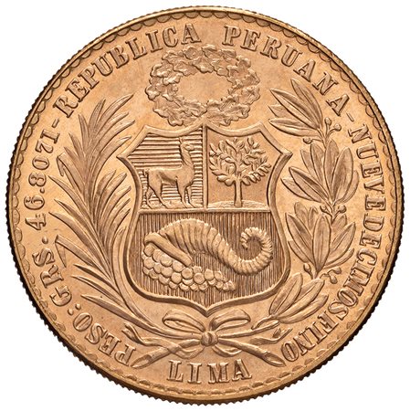 PERU'100 soles 1967. in oro. FDC/FS