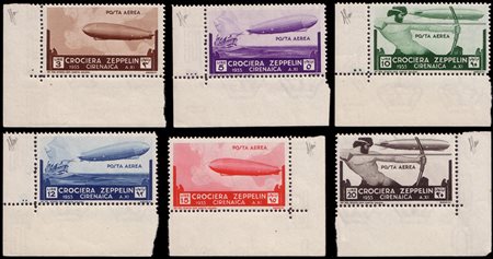 [CIRENAICA] 1933Posta aerea "Crociera Zeppelin". Serie completa di 6 valori...