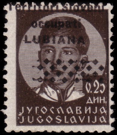 [LUBIANA] 1941Occupazione italiana.25p. nero, soprastampa di tipo "b"...