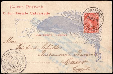 [BRASILE] 1893 (21 dic.)Cartolina postale da 80 reis da Pernambuco per Il...