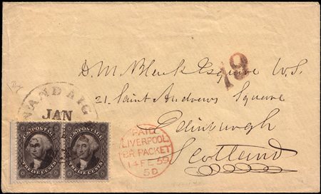 [STATI UNITI] 1859 (31 gen.)Busta spedita da Canandaigua per Edimburgo...