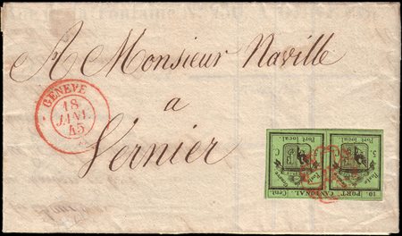 [SVIZZERA] 1845 (18 gen.)Ginevra.Lettera con testo spedita da Ginevra per...