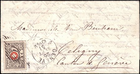 [SVIZZERA] 1851 (26 set.)Ginevra, "Vaud".Lettera con testo spedita localmente...