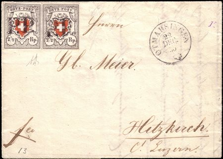 [SVIZZERA] 1850 (22 dic.)Poste Federali.Lettera con testo da Othmarsingen per...