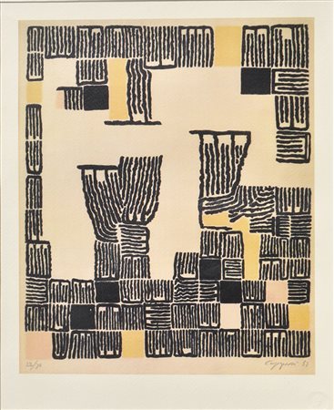 Giuseppe Capogrossi (Rom/Roma 1900 - 1972) Ohne Titel, 1957;Farblithografie,...