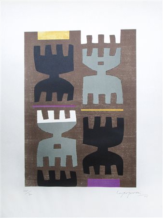 Giuseppe Capogrossi Ohne Titel;Farblithografie, 50,4 x 36,3 (Platte), 72 x 56...