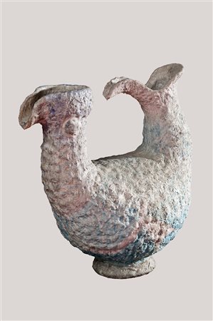 C.A.S. Vietri Vaso a doppia bocca espansa, anni '50;Smalti materici opachi...