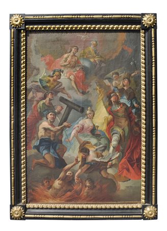 Österreichischer Maler um 1760 Hl. Nothelfer;Öl auf Leinwand, 61,5 x 40,5 cm,...