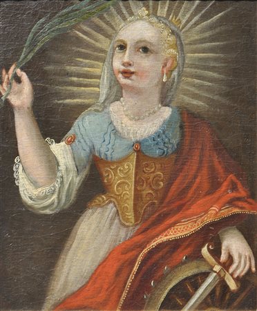 Maler des 18. Jh. Hl. Katharina;Öl auf Leinwand, 29,5 x 24 cm, doubliert,...