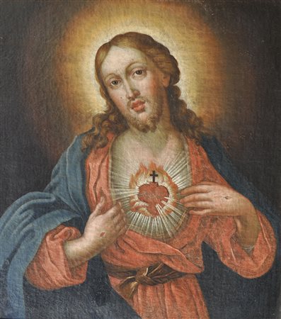 Maler um 1800 Herz Jesu;Öl auf Leinwand, 48,5 x 43 cm, doubliert, gerahmt