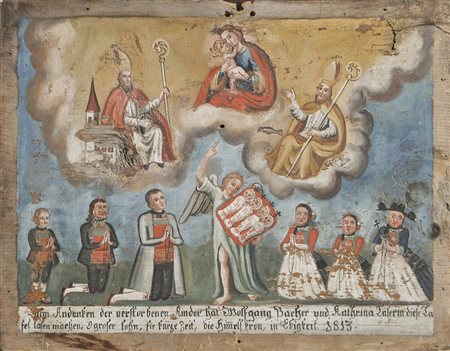 - Ex voto, 1813;Öl auf Holz, 30,7 x 39,2 cm, Altersschäden Inschrift: „Zum...