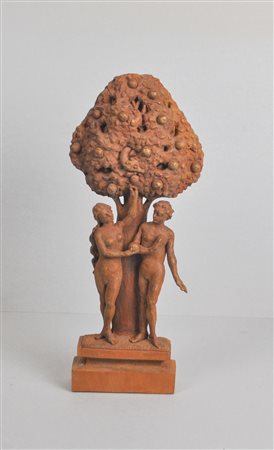 Alois Bacher (Gais 1866 – 1921) Adam und Eva;Holz, Höhe 31 cm Signiert