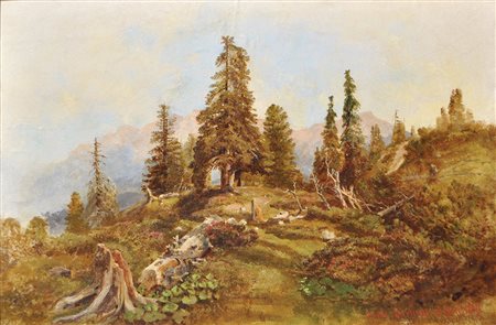 Karl Moser d. Ä. (Bozen/Bolzano 1819 – 1882) Joch Grimm, 1860;Öl auf Karton,...