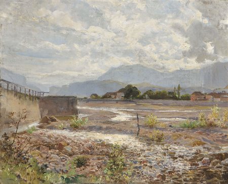 Ignaz Stolz d. Ä. zugeschrieben/attribuito Landschaft bei Bozen;Öl auf...