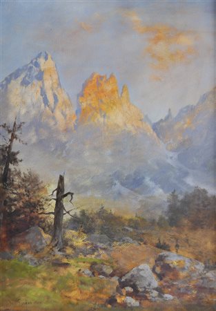 Josef Preyer Dolomitenlandschaft, 1902;Öl auf Karton, 70,5 x 50 cm, gerahmt...