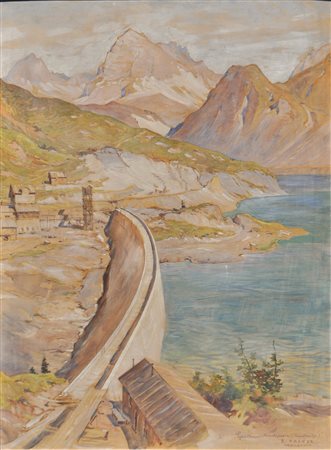 Rudolf Preuss (Wien/Vienna 1879 – Innsbruck 1961) Spullersee mit Roggalspitze...