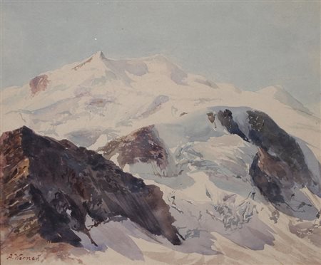 Adolf Werner (1862 - 1916) Cevedale im Ortlergebiet;Aquarell, 20,5 x 24,5 cm...