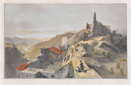 Johann Carl Billmark Schloss Sigmundskron, 1825;Kolorierte Lithografie, 18,7...