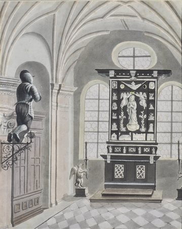 Maler des 19. Jh. Die Silberne Kapelle in der Innsbrucker Hofkirche;Aquarell,...