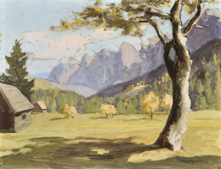 Max Angerer (Schwaz 1877 – 1955) Ahornboden im Karwendel;Öl auf Karton, 51,5...