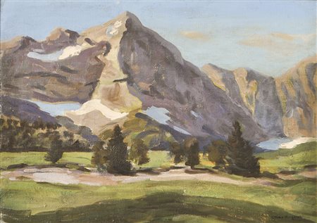 Max Angerer Eng Alm im Karwendel;Öl auf Leinwand, kleine Restaurierung, 42 x...