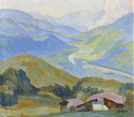 Josef Durst Blick ins Eisacktal;Öl auf Karton Signiert