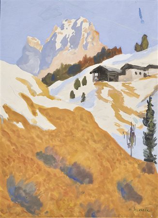 Max Sparer (Söll, Tramin 1886 – Bozen 1968) Langkofel;Tempera, 27 x 20 cm,...