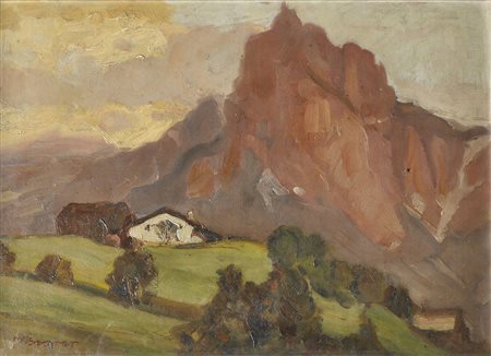 Max Sparer Schlern;Öl auf Karton, 33,5 47,5 cm, gerahmt Signiert