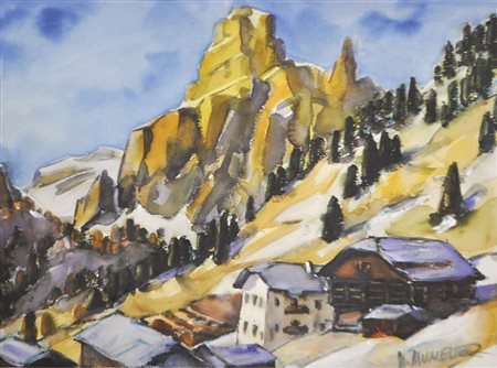 Hubert Mumelter (Bozen/Bolzano 1896 – 1981) Gehöft in Seis;Aquarell, 34 x 46...