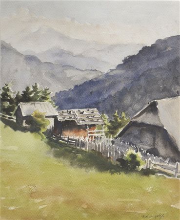 Rudolf Complojer (Mühlbach 1905 – Unterinn 1992) Höfe;Aquarell, 31 x 25,5 cm...