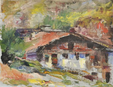 Rudolf Bellenzier Studie aus dem Passeiertal, 1963;Öl auf Holz, 25 x 32 cm,...