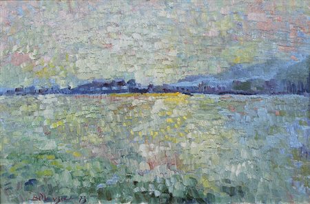 Rudolf Bellenzier Sommertag am Kalterersee, 1973;Öl auf Karton, 41 x 60 cm,...